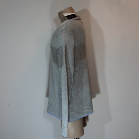 NWT Black 1826 Brown v neck 100% linen silver  gray cozy sweater men size XL - Picture 2 of 8